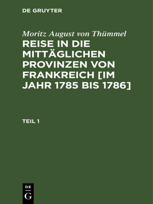 cover image of Moritz August von Thümmel